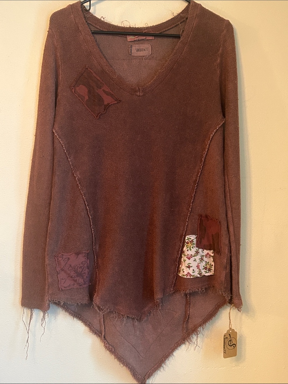 Upcycled staring at stars patched ragged tattered terry top